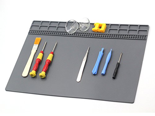 Soldering Mat Silicone Heat Resistant 932°F Electronics Repair for Heat Gun Repair mat for iPhone Circuit Board 13.8 x 9.8 Inches (Grey)
