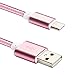 AreaJD 2Pack 6ft Braided Micro USB 2.0 Type C Cable with Reversible Connector for New Macbook 12'', Nexus 6P, 5X, OnePlus 2, Lumia 950, 950XL, ChromeBook Pixel, Nokia N1 (Golden and Pink)