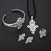 Ethiopian Classic Cross Jewelry Silver Plated Habesha Jewelry Wedding 4PCS Sets