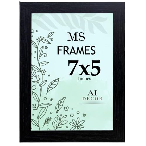 AI Decor 7x5 Inch Black Picture Frames (17.8x12.7 cm) Poster Frame - Clear Acrylic Display Poster MDF Wooden Portrait/Panoramic - Flat Wall Mount Hang Hooks & Free Tabletop Stand