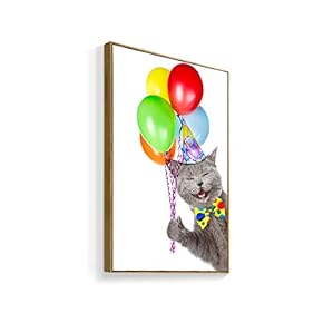 Framed Canvas Wall Art for Living Room, Bedroom Humorous Cat Canvas Prints for Home Decoration Ready to Hanging - 16x24 inches