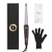 Dularf Curling Wand 1-1.5inch Tourmaline Hair Curling Iron with Ceramic Coating Hair Wand with Barrel Cool Tip Fast Heating Adjustable Temp. Auto Shut Off included Heat Resistant Glove
