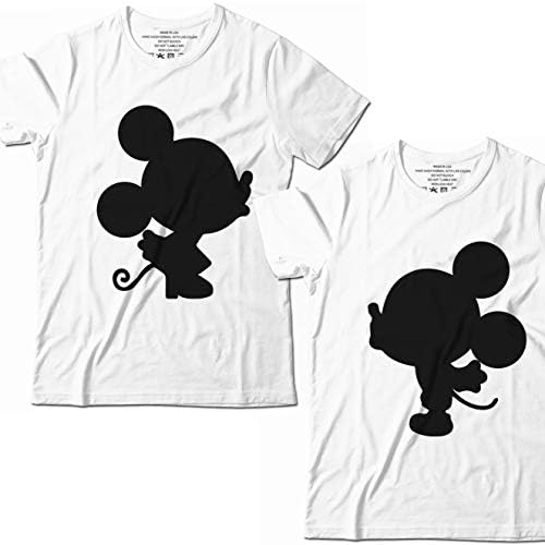Mick Mouse Couple Kissing T-Shirt Wifey Hubby Mr Mrs Wedding Anniversary White