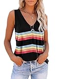 ETCYY Women Striped Sleeveless V Neck Tank Tops