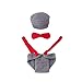 A-cool Newborn Baby Boy Costume Crochet Outfits Photography Props Cap Beanie with Suspenders Bowtie Diaper (0-12months)