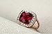 Yoursfs 18k Rose Gold Plated Big Blood Red Garnet Crystal Square Stone Cocktail Ring for Women Vintage Halo Ruby Diamond Statement Rings Fashion Jewelry Mom Gift