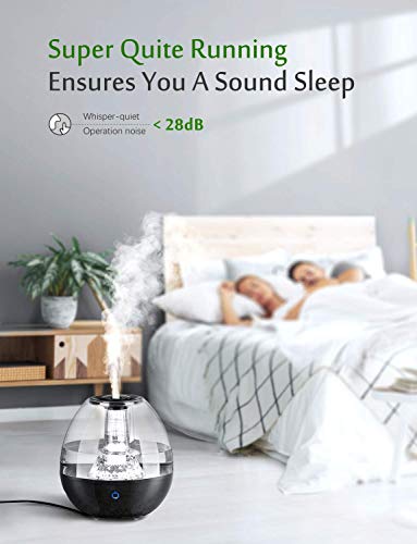 Homasy Cool Mist Humidifier, Top-Fill Humidifier for Bedroom, Quiet Ultrasonic Humidifier with Unique Stones Filter, Touch-Control with 3 Mist Modes, 12-24h Working Time, Auto Shut-Off