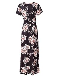 Vestido largo de manga 3 4 con cuello en V, estampado floral, con cinturón para mujer