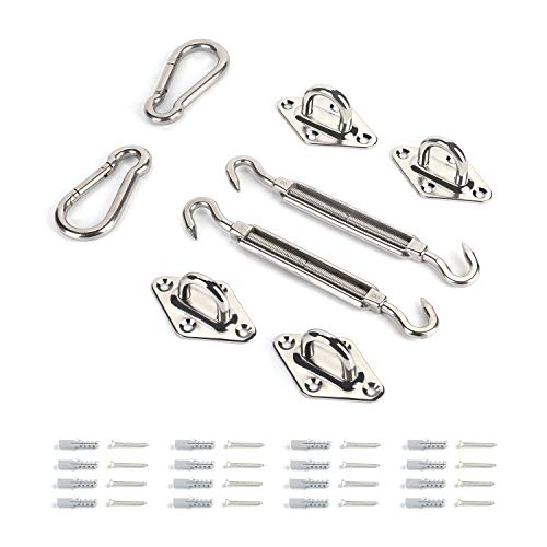 Sekey Sonnensegel Befestigungs Kit Zubehör Montage 8 Zoll, zur Befestigung von rechteckigen und quadratischen Sonnensegel, Karabiner Montageset aus Edelstahl, 40-teilig