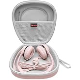 XANAD Hard Case for Logitech H390, H430, H570e, Zone 300, Zone 301 or JLab Go Work, JIAMQISHI, EAGLEND, FEABASK Wired Headset Stereo Headphones with Noise Cancelling Mic Headphones - Pink+Grey