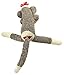 20-in Sock Monkey with Classic Brown Color Red Lips Pom Pom Hat Bowtie and White Socks