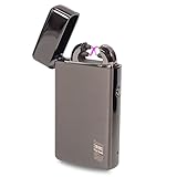 Electric Lighter Flameless Windproof Lighter, Electronic Pulse Double Arc Cigar Cigarette Lighter, Usb Rechargeable Lighter, No Gas Souvenir Cigarette Lighter Black Ice By CPENT