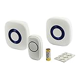 ETvalley Wireless Doorbell Kit, Plug-in & Battery Operated Receiver, Two Doors Bell Receivers and a Bell, White with Blue LEDs
