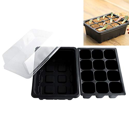 Eshylala 5 PCS 24 Cells Seedling Starter Pots Seeds Grow Box Case with Humidity Dome and Base & 3 Pcs Mini Garden Tools Cultivating and Weeding Flowers and Vegetable Seedlings