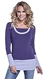 Happy Mama. Womens Nursing Layered Sweatshirt Contrast Details Maternity. 457p