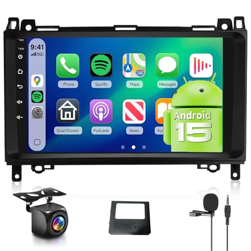 【2+64G】 Hodozzy Carplay Android Car Radio for Mercedes Benz B200 W169 W245 W639 W906 Sprinter B160 B170 Vito Viano, 9 Inch Touchsreen with Mirror Link/WiFi/GPS/RDS/FM/BT/USB