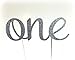 Handmade 1st Birthday Cake Topper Decoration - One - Double Sided Glitter Stock (Silver)