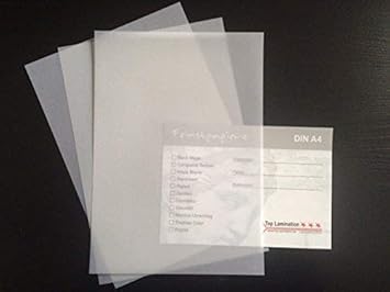 100 Blatt Transparentpapier von Top Lamination klar weiß DIN A4 200 g/qm Super Qualität