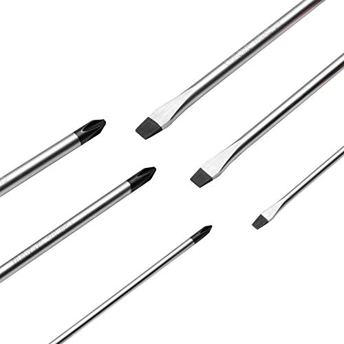 Kendo 6pcs Magnetic Screwdriver Set Non-Slip Wide & Comfortable Cushion Grip Phillips & Slotted Heavy Duty Rust Resistant Cr-V Steel Bar Permanent Magnetic Tips with Premium Storage Case - Thumbnail 2