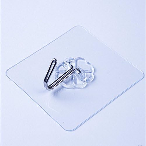 RETECK 10 Pack Transparent Waterproof Adhesive Hooks High Powerful Wall Hooks Hangers Heavy Duty Wall Hooks for Bathroom Bedroom Kitchen Refrigerator Door Wall and Ceiling