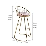 XXQ-Bar-Stools-Golden-Bracket-Fabric-Cushion-with-Backrest-High-Chair-for-Restaurant-Living-Room-Garden-Dining-Chair-Home-DecorationGray70cm