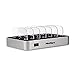 MixMart 6-Port USB Charging Station Docks for Multiple Devices like iPhone/ iPad/ Universal Smart Phones and Tablets (Silver)