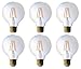 Bioluz LED 92 CRI G25 Globe Light Bulbs Clear Glass Filament 60W Replacement 5.5W Dimmable 2700K LED Bulb, Low Wattage Regular Light Bulbs LED, Bathroom Vanity Decor, 60W Edison Bulbs UL Listed-6-Pack