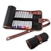 Canvas Pencil Roll, Veesoo 36 Slot Canvas Colored Pencil Roll Case Wrap Pencil Pen Wrap Organizer Roll Up Pencil Holder, Black