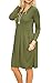 AUSELILY Women Long Sleeve Dress Empire Waist Knee Length Casual Loose Round Neck Fall Dresses with Pockets (XL, Army Green)