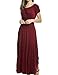 Meaneor Women Boho Cap Sleeve Smocked Waist Tiered Renaissance Summer Maxi Dress (XXL, Wine Red)