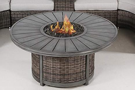 No Assembly Required Living Source Rattan Wicker Patio Seating With Firepit Tank Table Fire Pit Table