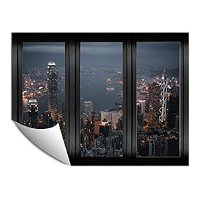 Wall Paper Small Wall Mural City at Night Wall Art Removable Wall Decoration for Bedroom Living Room - 24x32 inches