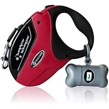 Beastron Heavy Duty Retractable Dog Leash/16' Extra Long Nylon Ribbon Walking Tangle-Free Leash for Medium to Large Dogs up to 110lbs, One Button Break and Lock, Dog Waste Bag and Dispenser Included