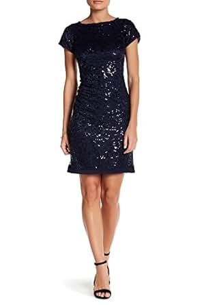 Vince Camuto Womens Sequins Dress with Chiffon Trim (4