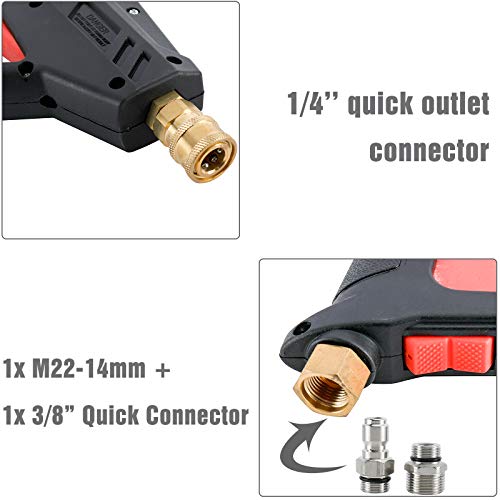 Toolly Pressure Washer Gun Tips Kit 4000 PSI Upgrade Version Car Power Washer Gun with M2214 mm