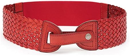 Women's Bohemia Woven Girdle 100% Cowhide Leather Stretch Wide Waist Belts Trimmer Waist Bands