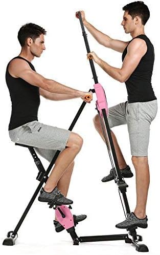 Anfan Vertical Climber Exercise Climbing Machine Fitness Cardio Workout Trainer for Home Gym (Pink-Upgrade-2 in 1)