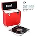 Retround Vintage Retro Vinyl Leather Record Holder Case, LP Storage Carrying Case for 78 RPM, 45 RPM, 33 RPM, Collections Storage Organizer Display Box-12 Inch (Red)
