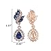 EleQueen Women's Austrian Crystal Art Deco Tear Drop Dangle Earrings Clip-on Gold-tone Sapphire Color