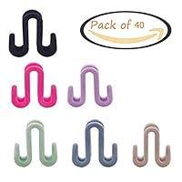 Ufunny Flocking Clothes Hanger Closet Organizer Flocking Holder Space-Saving Mini Cascading Hooks Clothing Double Hook Pack of 40 (Multicolour)