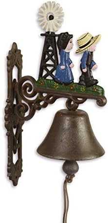 Wandglocke-Bell, Cast Iron Bell, Set of 2, Country Garden Windmill Decoration figures: height: 40.5 CM