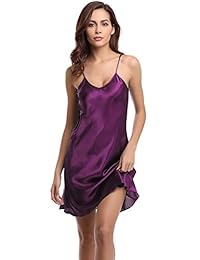 Camisón de satén para dama con cuello en V
