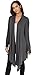 Womens Soft Casual Long Sleeve Draped Irregular Open Front Long Trench Winter Cardigan (S, Black)