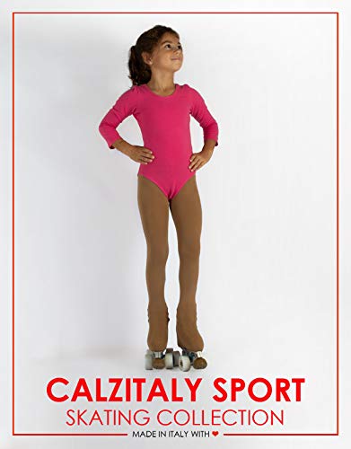 CALZITALY Girls Over The Boot Skating Pantyhose | Roller and Figure Skating Tights | S, M, L | 70 DEN | Made in Italy (12 Years, Skin) - Thumbnail 4