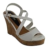 Beston EA49 Women's Strappy Slingback Platform Wedge Sandals Run Half Size Small