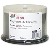 High Quality 8.5 GB Blank DVD+R DL - DVD+R Falcon Vision Smart 2P White Inkjet Hub Printable 8x 8.5GB 50 Disc Cakebox Dual Layer Blank DVDs