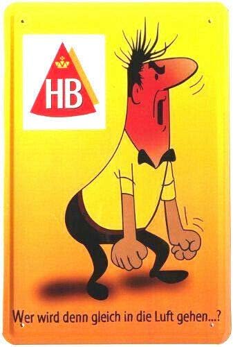 Tin Sign Blechschild 20x30 Cm Hb Mannchen Zigaretten Werbung 70er Jahre Wer Wird Denn Gleich In Die Luft Gehen Fun Schild Bar Kneipe Cafe Party Haus Garten Amazon De Kuche Haushalt