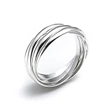 Silverly Women's .925 Sterling Silver 5 Band Interlocking Russian Wedding Ring