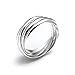 Silverly Women's .925 Sterling Silver 5 Band Interlocking Russian Wedding Ring