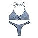 RUUHEE Women's 2 Pcs Bikini Brazilian Bottom Braided Rope Swimsuit Swimwear (L(US Size 4-6), Gray)